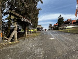 Forststraße mit Gebäuden nahe Wurmberg im Harz