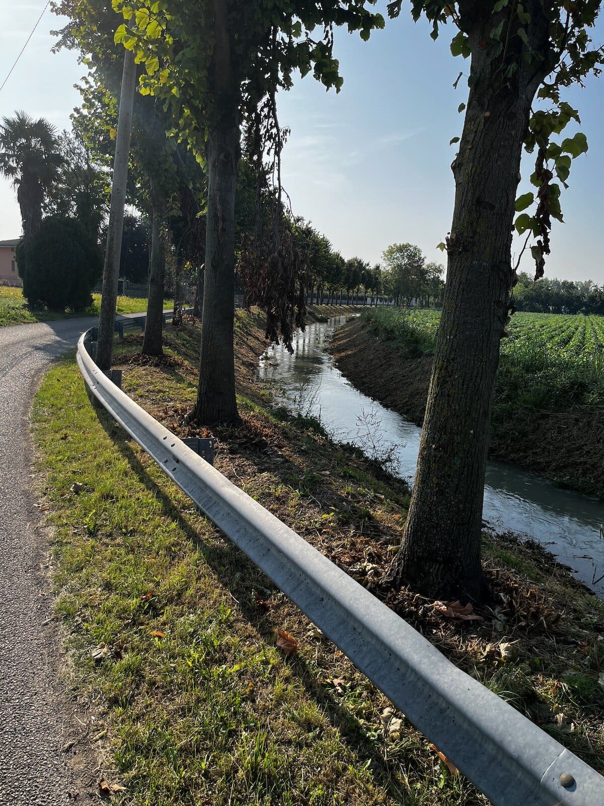 Radweg entlang eines Kanals nahe Grado, flache Etappe auf dem Alpe Adria Radweg Tag 8